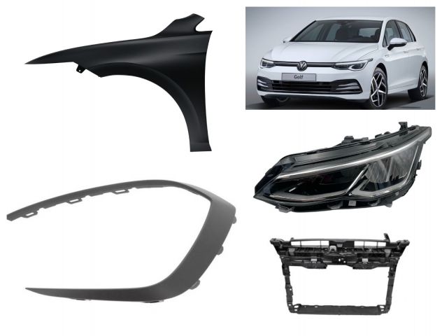 Volkswagen Golf 8 frontale airbag cofano parafango freni sportivi