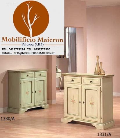 Mobili Classici Rustici Country Siena Credenzina In Legno 2 ante filo verde