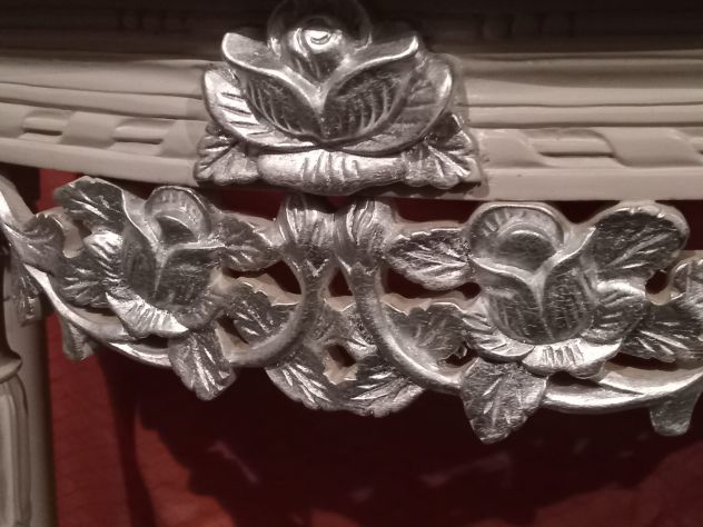 CONSOLLE DI ANTIQUARIATO VINTAGE SHABBY CHIC LACCATA e ARGENTATA - Foto 9