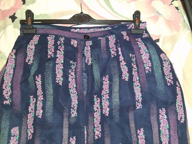 Gonna midi a Trapezio originale Vintage Taglia Grande / Comoda Made in Italy - Foto 3