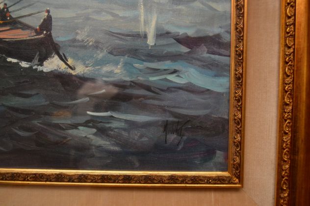 Dipinto olio su tela Battaglia navale di A. De Vity - Foto 7
