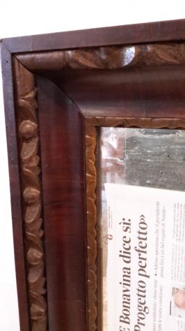 Specchio in legno con attorno cornice in radica di tartaruga, originale francese - Foto 8
