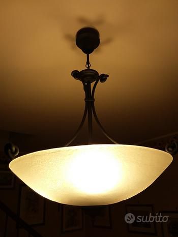 Lampadario 3 tre luci in ferro battuto grigio