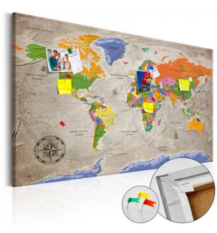 Quadro Di Sughero Il Mondo Cm.90x60 E 120x80 Arredalacasa