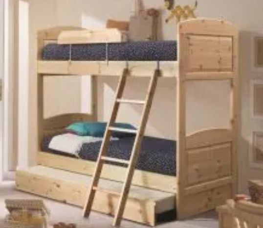 Letto a castello in pino grezzo per casa, per agriturismo nuovi di fabbrica