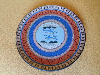 Piatti terracotta dipinta a punta pennello.Riproduzione affreschi Cnosso (Creta) - Foto 4