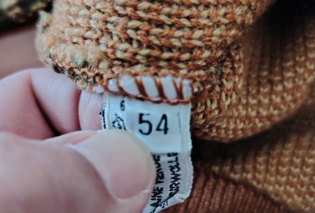 Maglione Cardigan Vintage ‘80 tg 54 pura lana x uomo stile geometrico - Foto 2