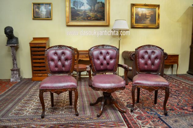 Trittico di poltrone da studio stile inglese Vittoriano - Foto 8