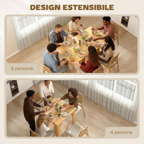 Tavolo da Pranzo Allungabile per 4-6 Persone Design Ribaltabile, 70-140cm Tavolo - Foto 6