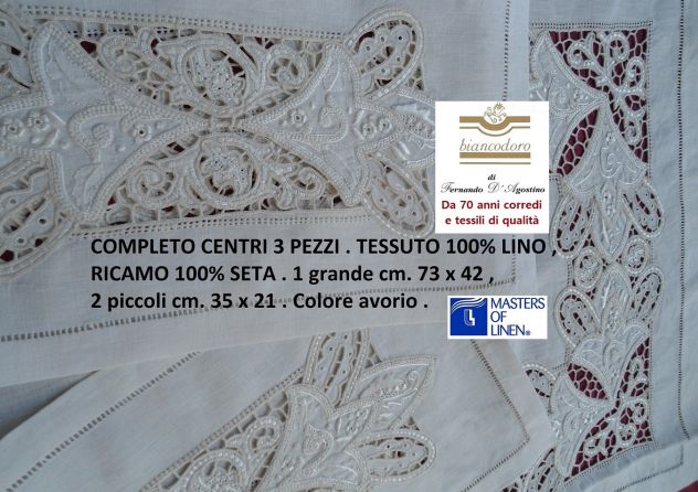 RICAMI A MANO SU LINO , ACCESSORI COMPLEMENTI ARREDO 4 MODELLI - Foto 9
