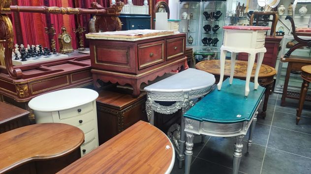 ELEGANTE CREDENZA DI ANTIQUARIATO SHABBBY CHIC LACCATA e DIPINTA - Foto 4
