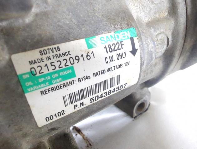 504384357 COMPRESSORE CLIMATIZZATORE CLIMA A/C FIAT DUCATO 2.3 D 88KW 6M 2P (2011) RICAMBIO USATO - Foto 4