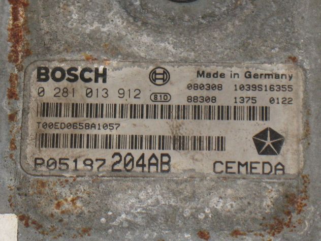 0281013912 ECU JEEP GRAND CHEROKEE 3.0 CRD P05187204AB EDC16CP31-8 1039S16355 - Foto 2