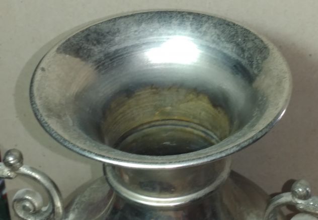 ANFORA IN METALLO , A FORMA DI COPPA , VINTAGE  , ALTA 40 CM . ANNI 60 - Foto 6