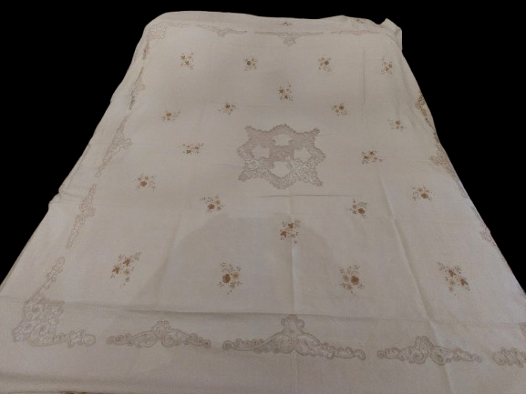 Pregiatissima e bellissima coperta matrimoniale in purissimo lino inserti fatti - Foto 3