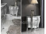 Comodino 2 cassetti - foglia argento - Nuovo