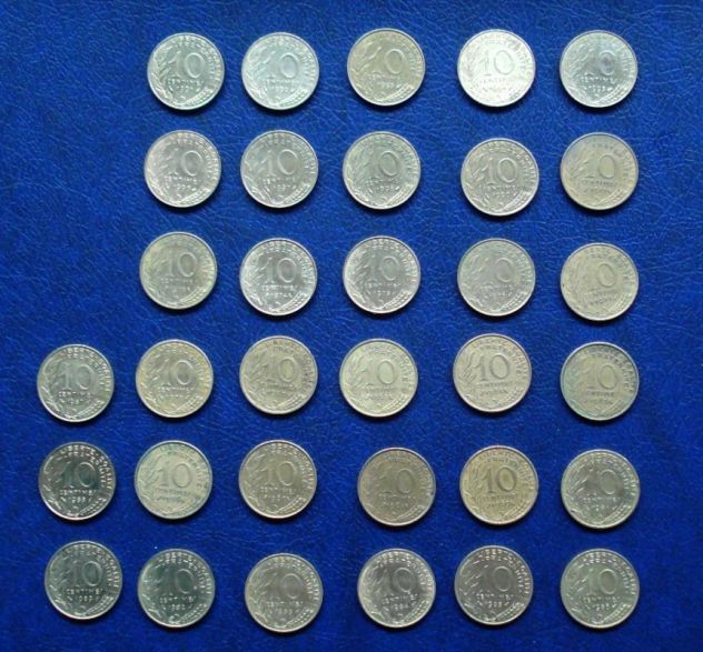 lotto 187 - Francia 10 centimes lotto 33 monete anni diversi vedi foto e descriz