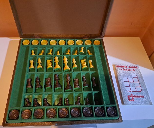 Didatto Dama e Scacchi scacchiera in legno vintage con istruzioni - Foto 4