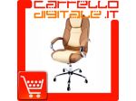 POLTRONA UFFICIO ERGONOMICA GIREVOLE IN ECOPELLE BICOLORE BEIGE MARRONE - D &hellip;