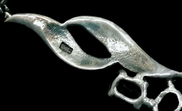 SPETTACOLARE E RAFFINATO COLLIER IN ARGENTO CESELLATO, AMETISTE E MARCASITI. - Foto 6