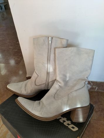 Stivaletti pelle artigianali vera pelle n 40 bianco ghiaccio - Foto 8