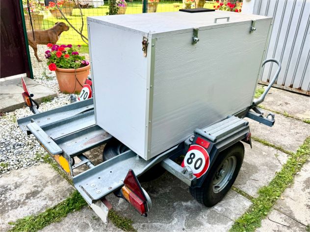CARRELLO PORTA MOTO ELLEBI AUTO FRENATO, 3 POSTI CON CASSONE - Foto 4