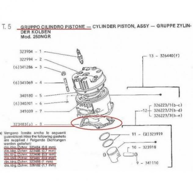 Guarnizione base cilindro Gilera NGR e Arizona 323484 323485 323486 - Foto 3