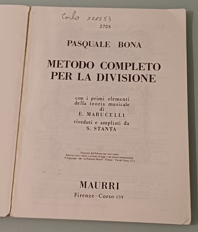 Metodo Completo per la Divisione,  P. Bona, Maurri 1981. - Foto 2