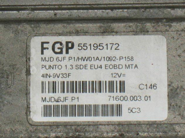 55195172 ECU FIAT PUNTO 55195172 MJD 6JF.P1 MJD6JF.P1 MJD 6JF.P1 HW01A - Foto 2