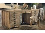 scrivania in legno massello di pino vecchio con 9 cassetti, ideale per soggiorn