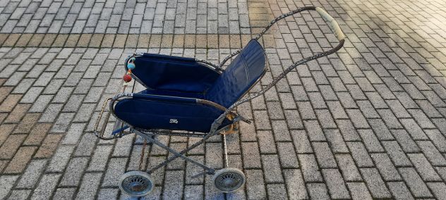PASSEGGINO PEG BLU VINTAGE ANNI ‘60 / ‘70,SCHIENALE REGOLABILE, USATO - Foto 2