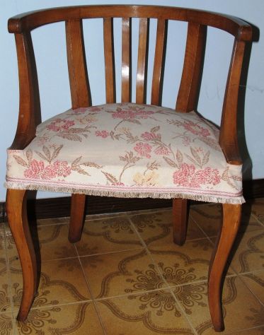 COPPIA POLTRONCINE IN STILE LEGNO MASSELLO IMBOTTITE - Foto 3