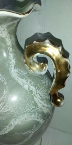 COPPIA DI VASI IN CERAMICA FILETTATI ORO ZECCHINO EPOCA ANNI 50/60 - Foto 2