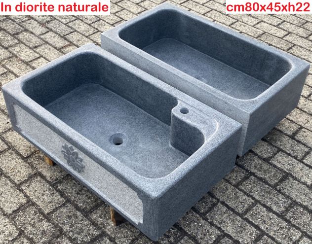 Lavello lavandino per cucina in pietra granito diorite 80/90cm 1