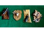 5 sculture antiche artigianali in legno scolpite a mano