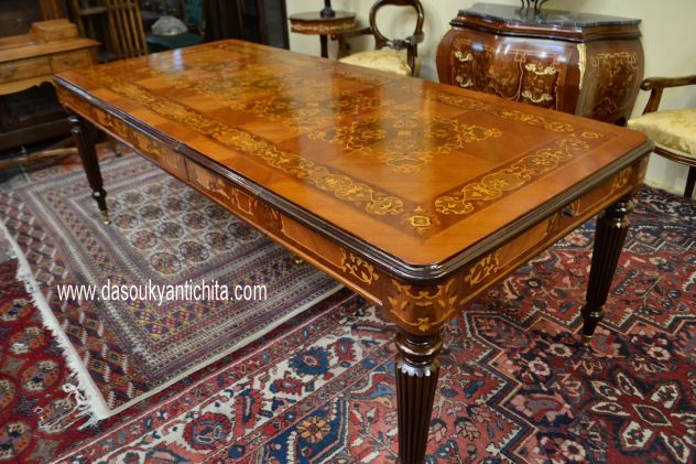 Tavolo da pranzo-riunioni intarsiato stile inglese allungabile fino a 232 cm. - Foto 6
