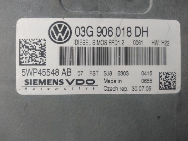 CENTRALINA MOTORE AUDI A3 SIEMENS VDO 5WP45548 AD, 5WP45548AD, 03G 906 018 DH, 0 - Foto 2