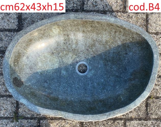 Lavabo lavandino da appoggio in pietra sasso di fiume 1 - Foto 6