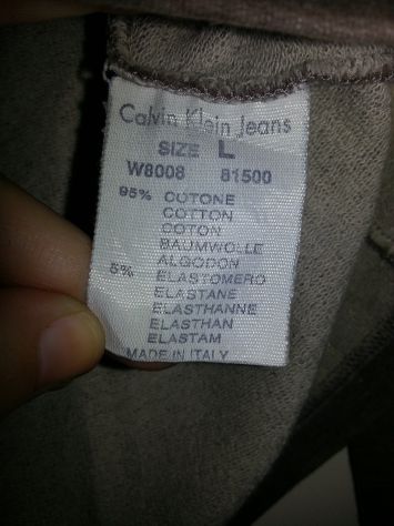 FELPA NUOVA,FIRMATA ORIGINALE"CALVIN KLEIN JEANS",ELASTICIZZATA,UNISEX,TAGLIA L - Foto 4