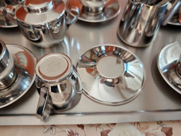 Servizio da caffè vintage anni ’70 Euro Lucres inox 18/10 completo 6 tazzine - Foto 5