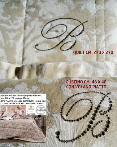 Trapunta leggera BLUMARINE in prezioso tessuto jacquard + 2 cuscini arredo - Foto 7