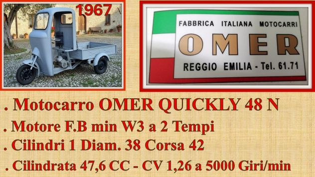 Motocarro Omer Quickly 48 N Anno 1967
