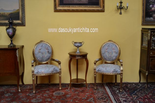 Tavolino da centro intarsiato stile Luigi XV - Foto 4