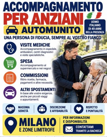 Accompagnamento anziani a Milano – Italiano, 49 anni, automunito