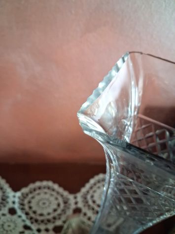 Vaso a tromba primi '900 in vetro con montatura in lega metallo con marchio , - Foto 4