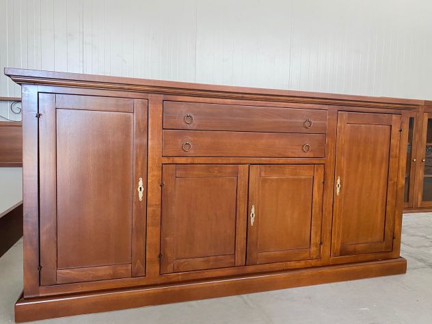 NUOVO BANCONE CON 4 ANTE E 2 CASSETTI CENTRALI IN VERO LEGNO BIANCO LACCATO - Foto 7