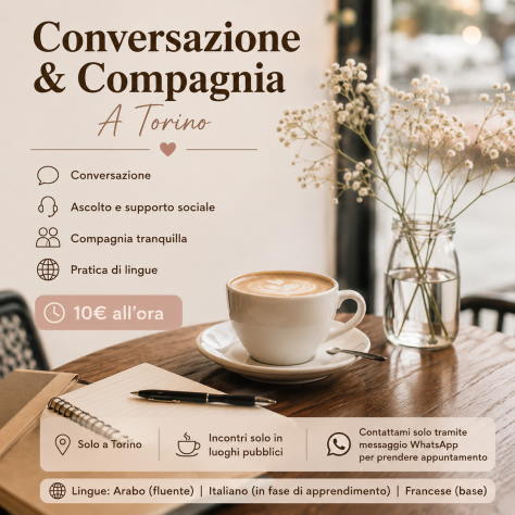 🌸 Servizio di Conversazione &amp; Compagnia a Torino 🌸