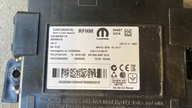 Centralina RFHM originale Jeep Renegade 1.0 del 2019 (52088415) - Foto 3