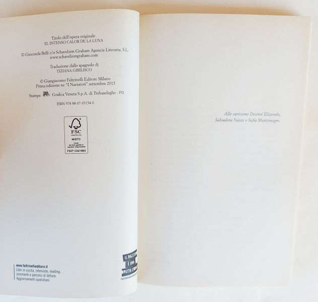 L'intenso calore della luna di Gioconda Belli 1°Ed.Feltrinelli, settembre 2015 - Foto 5
