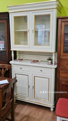 Cristalliera avorio e foglia oro legno credenza con spedizione